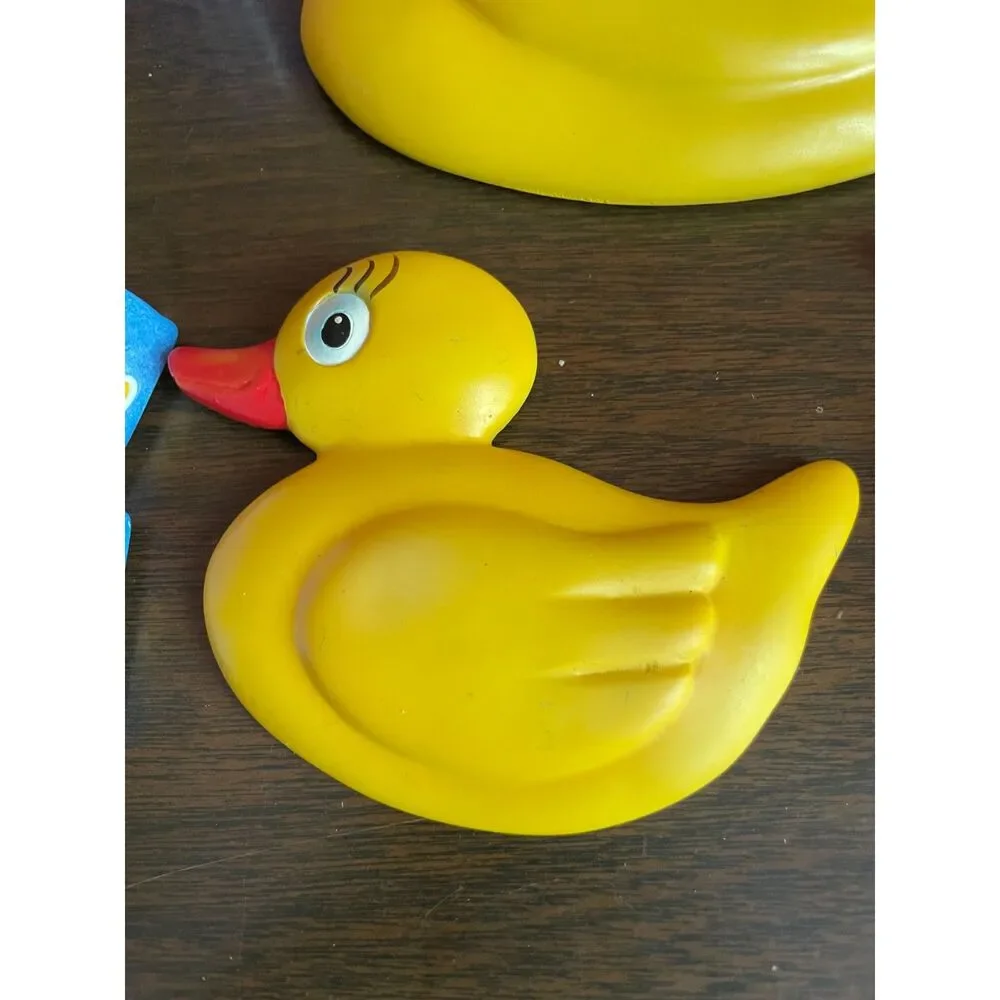 Vintage Yellow Duck Bathroom Decor Set Shower Curtain Hooks Wall Decor 14 Pc